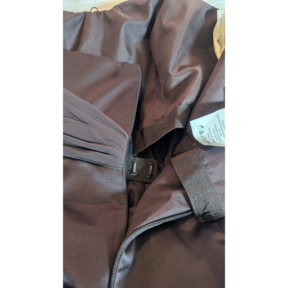 DAVID’S BRIDAL BROWN LONG FORMAL STRAPLESS DRESS W/ CHIFFON DRAPE, PROM SZ 12 - Picture 11 of 12